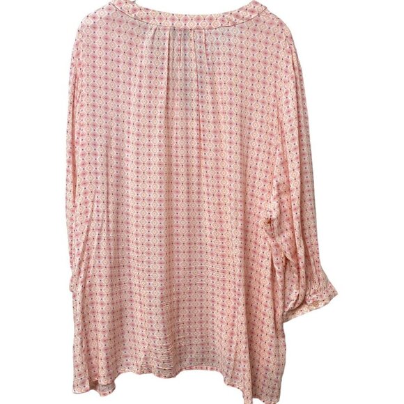 JONES NEW YORK Women Plus Size Blouse Blouse Rayon Top Orange Pink 3/4 Sleeve - Picture 3 of 12